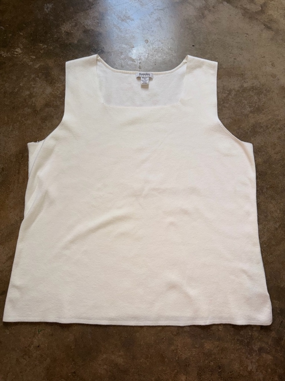 Hampshire Studio White Sweater Knit Square Neck Shell Tank 1X